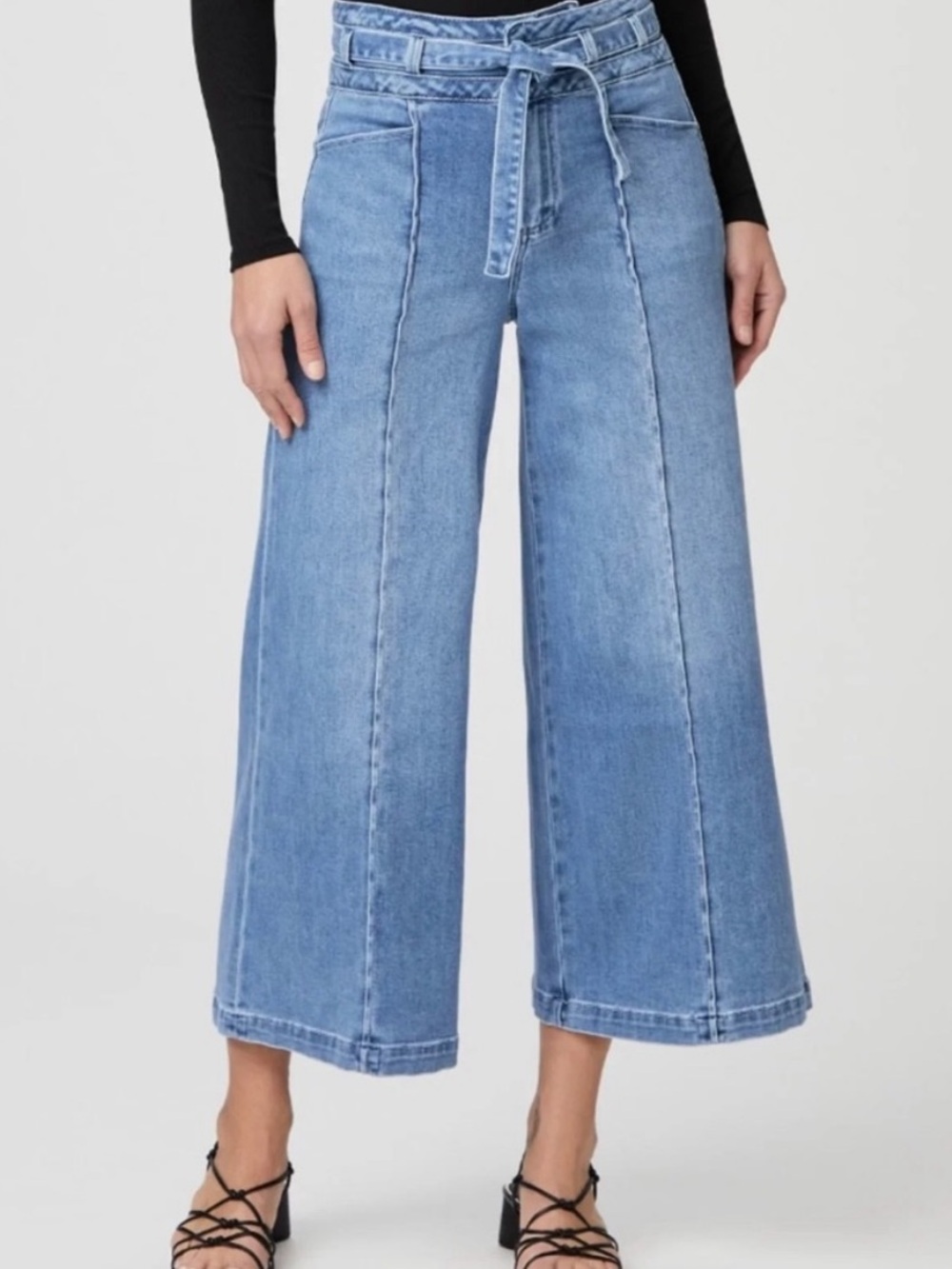 PAIGE Frankie Inset Self Belt Wide Leg Jeans Bristol Wash 25
